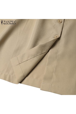 Koyu Mavi Zanzea Kadın Yazlık Günlük Düğmeli Kısa Etekler Koyu Mavi