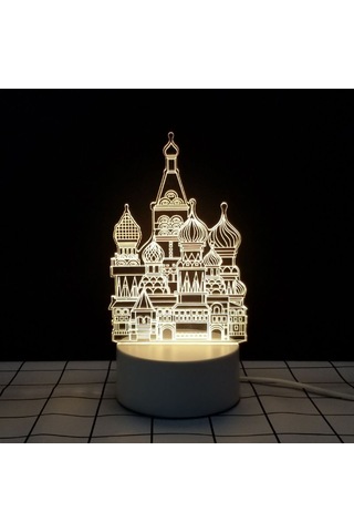 Fosenze Kale Desenli 3d Led Gece Lambası - Dokunmatik Kontrol, 3 Renk Seçeneği, Usb Beslemeli, Çocuk Odası Dekorasyonu Beyaz