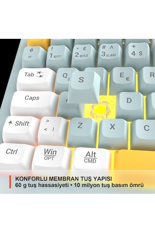 Lecoo GK805 Bluetooth 5.0 / 2.4 GHz / USB 3 Modlu RGB 85 Tuş Gasket Membran Türkçe Q Oyuncu Klavyesi