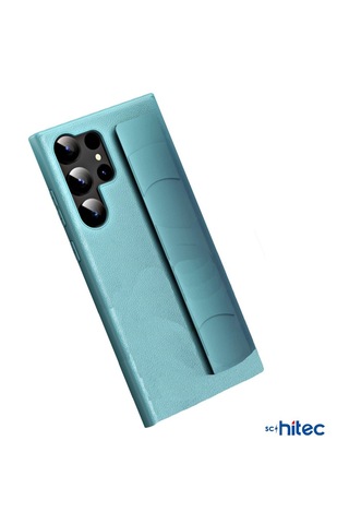 Schitec Samsung Galaxy S24 Ultra Uyumlu Premium Case Parmak Askılı Telefon Kılıfı Açık Mavi