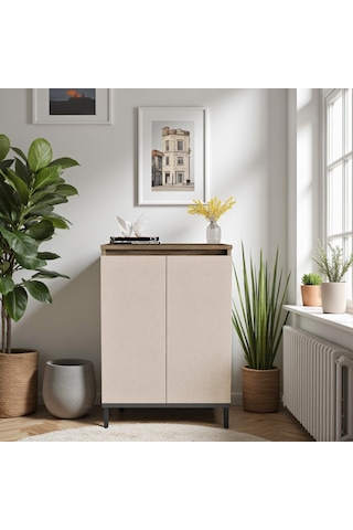 Robin Home Çok Amaçlı Dolap Ayakkabılık Metal Ayaklı Kahverengi