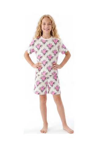 Modanino Kız Çocuk %100 Pamuk Ve Şortlu Pijama Takımı 8-13 Yaş 12721ıs Pembe