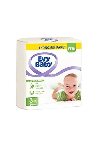 Evy Baby Bebek Bezi 3 Numara Eko Midi 60 Adet 2'li