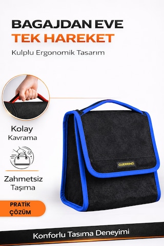 Oto Bagaj Organizer Bagaj Çantası S Boy Kaymaz Cırt Bantlı Velur Kompakt Düzenleyici - Scx2