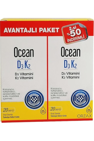 Ocean Vitamin D3K2 Damla 20 ML 2'li Avantaj Paket