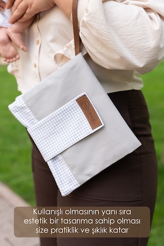 Mordesign Bebek Alt Açma Bakım Çantası, Anne Bebek Organizeri, Yıkanabilir, Kir Tutmaz, Junior Serisi, Gri Gri Zg975 Gri