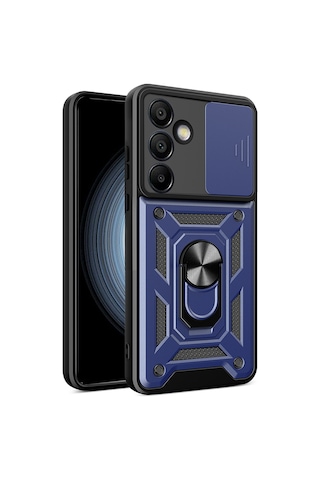 Zore Samsung Galaxy Uyumlu S25 Fe Kılıf Magnetik Standlı Kamera Korumalı Omsy Sürgülü Vega Kapak - Siyah
