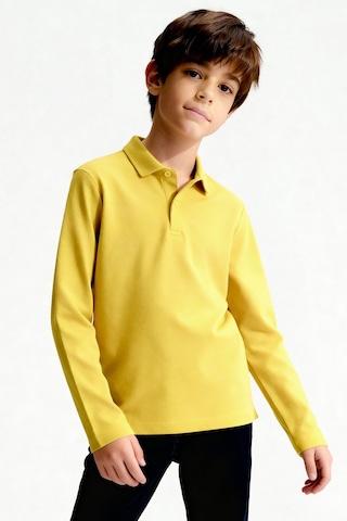 Tommylife Sarı Polo Yaka Basic Uzun Kollu Erkek Çocuk T-shirt - 11170 SARI