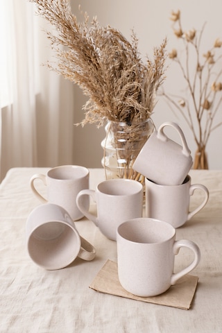 Keramika Reaktif Krem Parion Kupa 10 Cm 6 Adet Q59