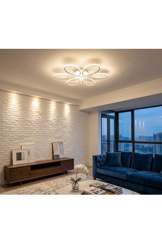 Lzy Avize Store Yonca 6 Lı Beyaz Plafonyer Salon Mutfak Çocuk Odası Yemek Masası Ve Antre İçin Modern Led