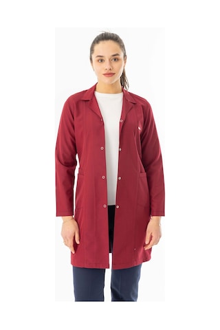 Spor Yaka Uzun Kol Kadın Personel Önlüğü Alpaka Kumaş Bordo Rnk107 Bordo