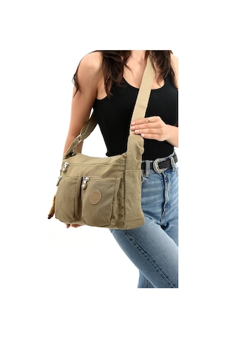 Sanmorris Kadın Büyük Boy Bölmeli Suya Dayanıklı Krinkıl Kumaş Omuz Çantası 30x28x11 Bej