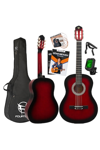 Fourtune Luca C-180rd Kırmızı Klasik Gitar Seti 4/4 Sap Ayarlı