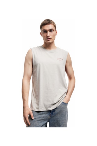 Koton Bisiklet Yaka Kolsuz Pamuklu Arkası Baskılı Atlet Bej 5sam30015mk Ekru