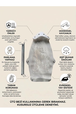 Lexroo Yanmaz Yapışmaz Teflon Ütü Altlığı, Parlama Önleyici, Hassas Kumaş Koruyucu Ütü Çarığı Çok Renkli