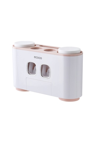 Geeroyoo Duvar Montajlı Diş Fırçası Tutucu Seti - 5 Fırça Yuva, 4 Bardak, 2 Diş Macunu Dağıtıcı, Çekmece Yok, Ahşap Olmayan, Pembe En Az Sipariş Miktarı 36 Adet Beyaz