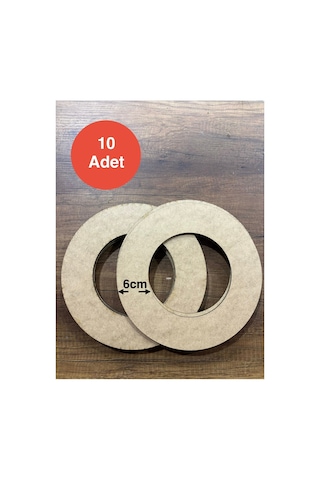 28x28cm Halka Ham Ahşap 10 Lu - Boyanabilir Ham Mdf