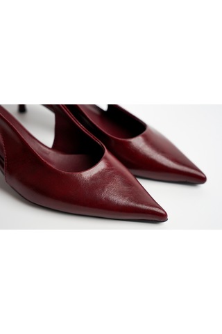 Assortie Bordo İnce Topuklu Slingback Kadın Ayakkabı Bordo