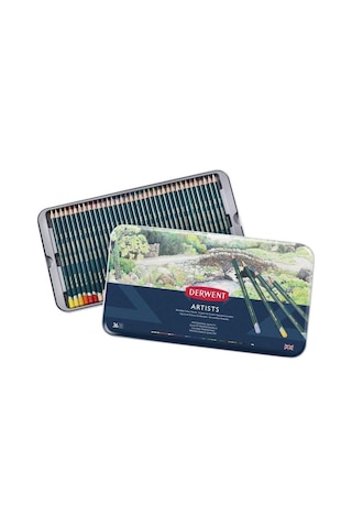 Derwent Artists Pencils Kuruboya Kalemi Teneke Kutu 36 Renk