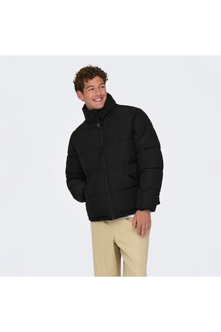 Only&sons Pack Life Puffer Erkek Siyah Dik Yaka Mont Siyah