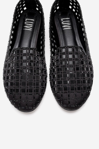 Luvishoes Sılva Siyah Taşlı Kadın Babet Ayakkabı Siyah