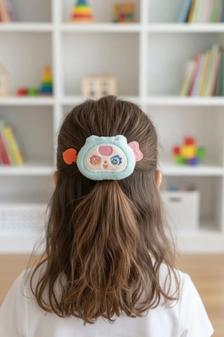 Ay Tavşanı Peluş Bileklik Oyuncak Bileğe Vurunca Sarılan Slap Bileklik, Çok Amaçlı Saç Tokası Turkuaz