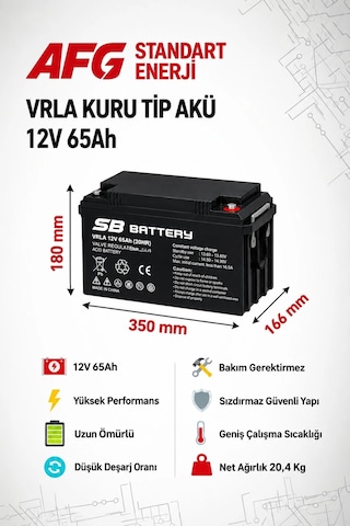 Sb Battery 12v 65ah Bakımsız Kuru Akü