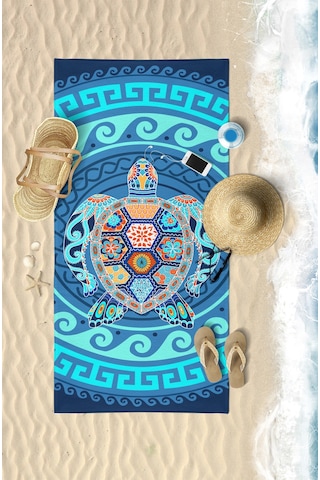 Water Turtle Dijital Baskılı 75x150 CM Plaj Havlusu