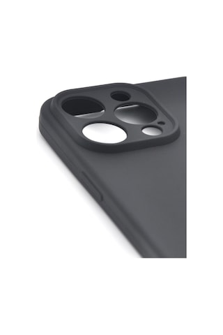 Apple Uyumlu iPhone 14 Pro Max Düz Renk Esnek Yumuşak Silikon Kılıf Rubber Siyah