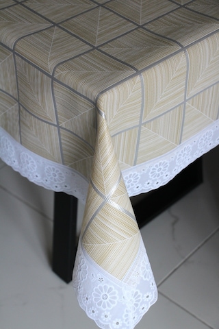 120x150 Zemin Kaydırmaz Silinebilir Muşamba Masa Örtüsü Kahvekaremetalik