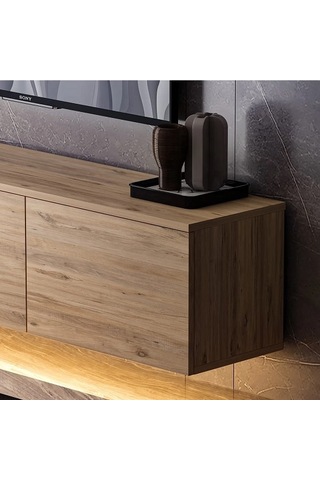 Tv Sehpası Norm Duvara Monte Atlantikçam Led Işıklı 160 Cm