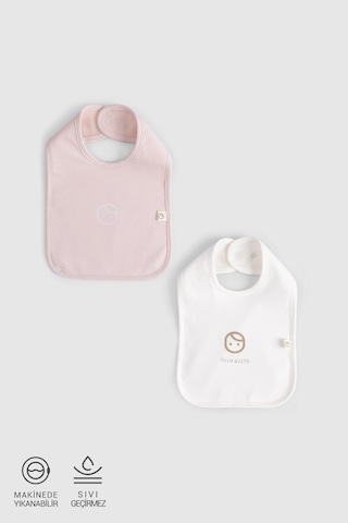 2'li Sıvı Geçirmez Pembe - Ekru Mama Önlüğü Pembe