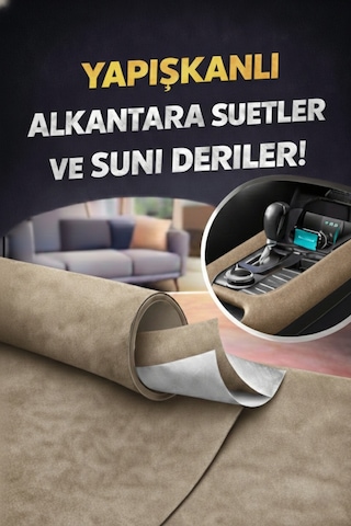 Kendinden Yapışkanlı Alkantara Süet Suni Deri 100 X 150 -koyu Bej Koyu Bej