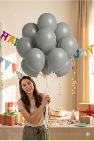 Pastel Balon 11 İnc 28 Cm Doğum Günü Parti Malzemeleri 10 Adet Gri