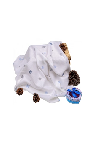 Sema Baby Çok Amaçlı Müslin Örtü 100X80 Cm - Mavi Yıldız 86824768