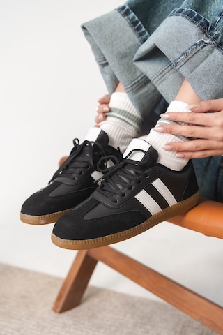 Daxtors Garantili Agnus Günlük Ortopedik Kadın Sneaker Spor Ayakkabı Siyah-beyaz
