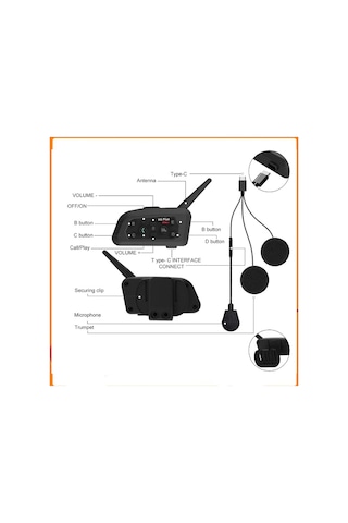 V6 Plus Motorsiklet Kaskı İntercom Su Geçirmez 1200 M