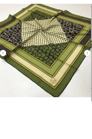19V69 Italia 19v69 Italıa Siyah Yeşil Twill Eşarp Gold Seri 90x90 Cm Eşarp Yeşil