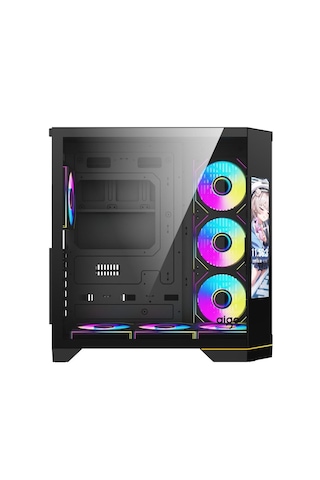 Aıgo Ft418 Ultra Siyah 7x L17 Argb Fanlı 850w 80+ Bronze Gen5 Lcd Mid Tower Kasa