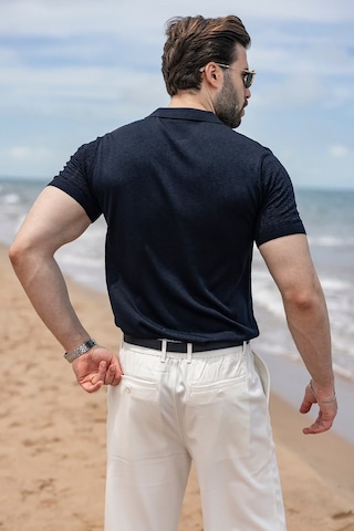 Madmext Lacivert Regular Fit Polo Yaka Triko Erkek Tişört E7503