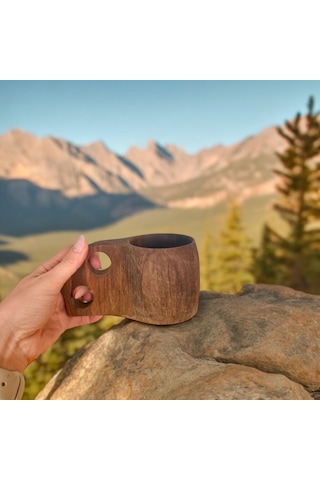 El Yapımı Ceviz Ağacı Ahşap Kupa - Kuksa