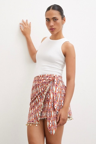 Never More Pul Aksesuarlı Bağlamalı Mini Etek Kiremit