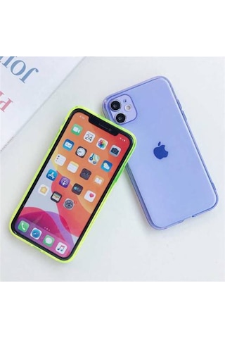 Apple Uyumlu iPhone Xr 6.1 Kilif Kamera Çikintili Renkli Trasnparan Silikon 565797101