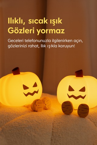 Kabak Gece Lambası Çocuklar İçin Silikon Kısılabilir Dokunmatik