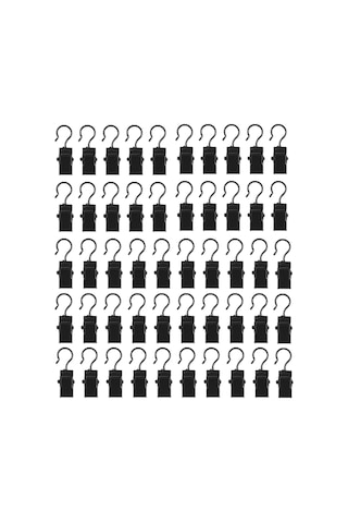 50 Adet Metal Perde Klipsleri Kancalı Havlu Fotoğraf Klipsleri Ev Pencere Aksesuarları Sağlam Ve Dayanıklı Demir Perde Kancası Siyah