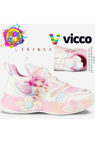 Vicco Yusi Akıllı Bağcıklı Işıklı Ortopedik Çocuk Spor Ayakkabı Beyaz