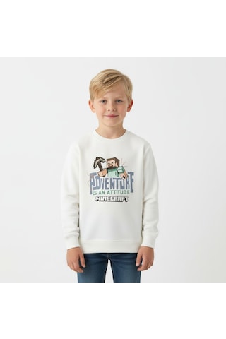 Seabubbles Minecraft Çocuk Sweatshirt St09626 KREM