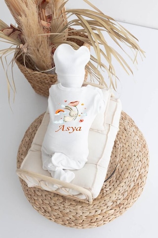 Bebewini Pamuk Baskılı 11'li İsimli Hastane Çıkışı M24 Ekru