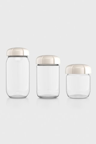 Renga Rhea Bej Kapaklı 3 Boy Cam Kavanoz Seti 131010 Bej