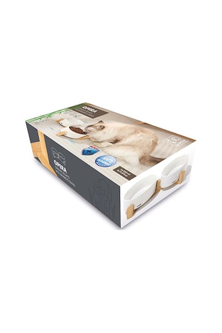 M-pets Opera Bamboo Standlı Seramik Kedi Mama Kabı Beyaz 2x350 Ml 244-51023.01